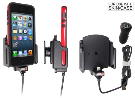 Brodit Aktiv hållare med USB-kabel och cigg-adapter, Apple iPhone 12 Mini/13 Mini/5/5C/5S/SE i gruppen Billjud / Smartphone i bil / Mobilhållare hos Winn Scandinavia AB (240521502)