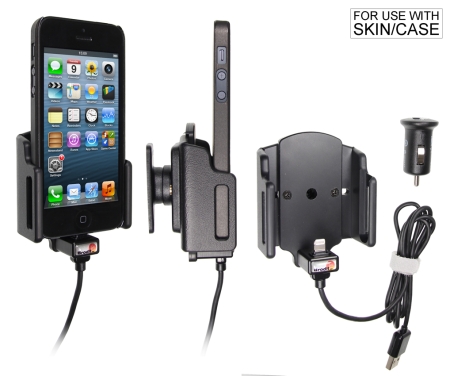 Brodit Aktiv hållare med USB-kabel och cigg-adapter, Apple iPhone 5/5C/5S/SE i gruppen Billjud / Smartphone i bil / Mobilhållare hos Winn Scandinavia AB (240521503)