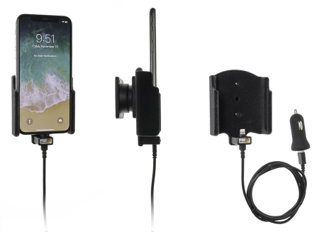 Brodit Aktiv hållare med USB-kabel och cigg-adapter, Apple iPhone X/Xs i gruppen Billjud / Smartphone i bil / Mobilhållare hos Winn Scandinavia AB (240521997)