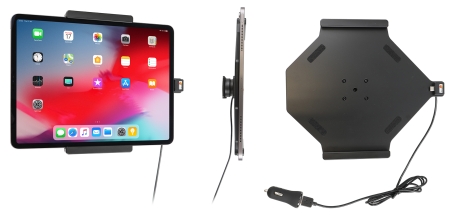 Brodit Aktiv hållare med USB-kabel och cigg-adapter, Apple iPad Air 13 2024  (A2898, A2899, A2900)/Air 13 2025 M3 (A3268, A3268, A2371)/Pro 12,9 2018 (A1876, A1895, A1983, A2014)/Pro 12.9 2020 (A2069, A2232, A2229)/Pro 12.9 5th Gen 2021 (A2378, A2379, A24 i gruppen Billjud / Smartphone i bil / Mobilhållare hos Winn Scandinavia AB (240721095)