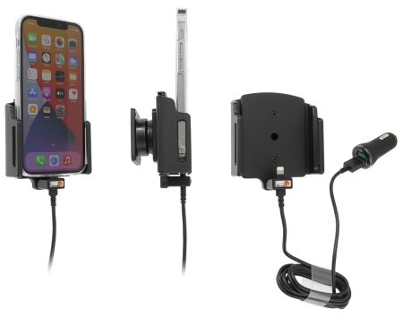 Brodit Aktiv hållare med USB-kabel och cigg-adapter, Apple iPhone 12/12 Pro/13/13 Pro/14 Pro i gruppen Billjud / Smartphone i bil / Mobilhållare hos Winn Scandinavia AB (240721239)