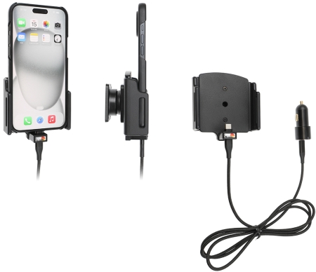 Brodit Aktiv hållare med USB-kabel och cigg-adapter, Apple iPhone 15 Plus/15 Pro Max/16 Plus/16 Pro Max i gruppen Billjud / Smartphone i bil / Mobilhållare hos Winn Scandinavia AB (240721371)