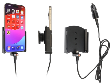 Brodit Aktiv hållare med USB-kabel och cigg-adapter, Apple iPhone 15 Pro Max  i gruppen Billjud / Smartphone i bil / Mobilhållare hos Winn Scandinavia AB (240721375)