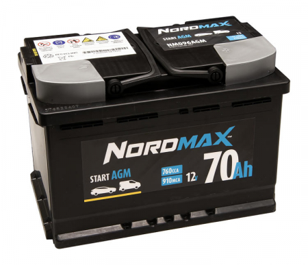 Nordmax AGM-batteri, 70Ah / 12V i gruppen B2B Winn Scandinavia hos Winn Scandinavia AB (414NM096AGM)