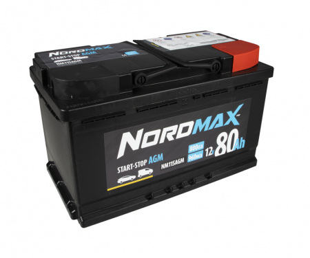 Nordmax AGM-batteri, 80Ah / 12V i gruppen Billjud / Tillbehör / Batterier hos Winn Scandinavia AB (414NM115AGM)