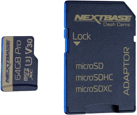 NextBase 64GB U3 Micro SD kort med adapter i gruppen Billjud / Tillbehör / Dashcam hos Winn Scandinavia AB (750SD64GBU03)
