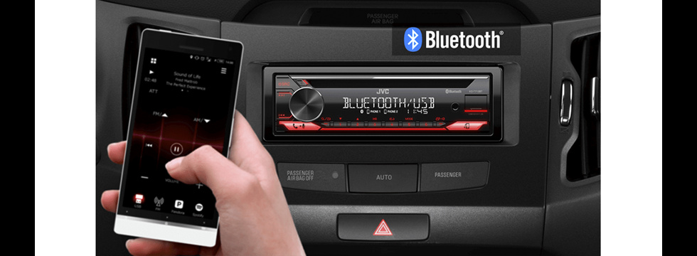 JVC KD-T822BT, bilstereo med Bluetooth, CD-spelare, AUX och USB