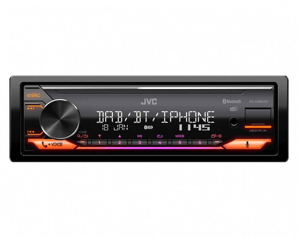 JVC KD-X482DBT bilstereo med Bluetooth, AUX/USB och DAB+