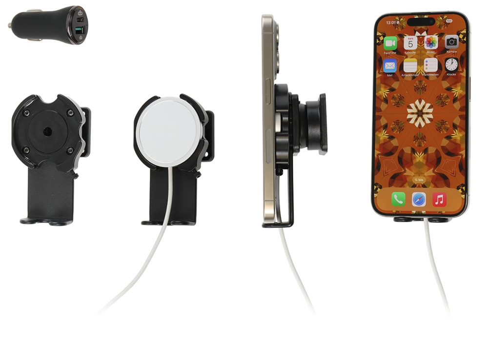 Brodit Fäste med kulled, Apple iPhone 12/12 Mini/12 Pro/12 Pro Max/13/13 Mini/13 Pro/13 Pro Max/14/14 Plus m. fl.