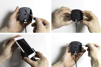 Brodit Aktiv hållare med USB-kabel och cigg-adapter, Apple iPhone 6/6S/7/8/SE 2nd Gen 2020/X/Xs