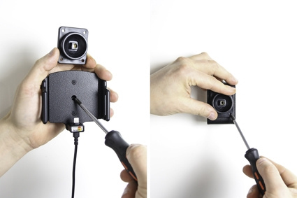 Brodit Aktiv hållare med USB-kabel och cigg-adapter, Apple iPhone 11/11 Pro/6 Plus/6S Plus/7 Plus/8 Plus/X/XR/Xs/Xs Max