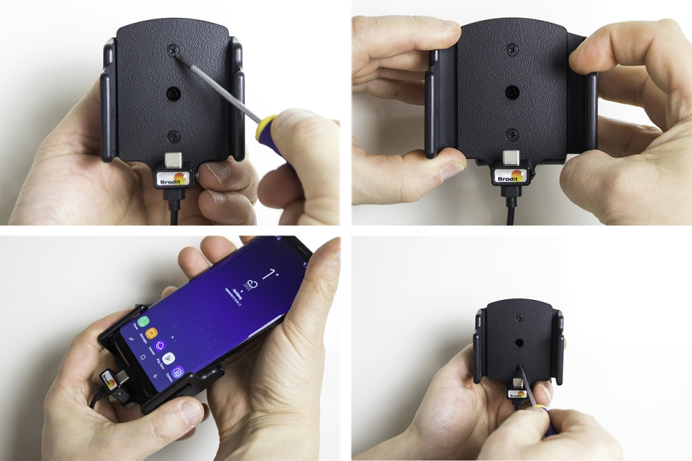 Brodit Aktiv hållare för fast installation, Samsung Galaxy S24 Ultra SM-S928B/DS/S24+ SM-S926B/DS/S25 Ultra/S25+