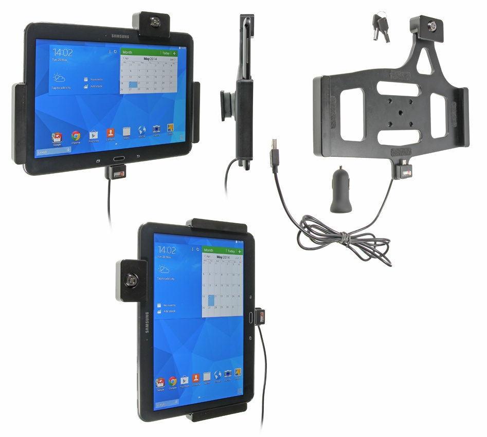 Brodit Hållare med nyckel-lås, Samsung Galaxy Tab 4 10.1 SM-T530/SM-T531/SM-T535