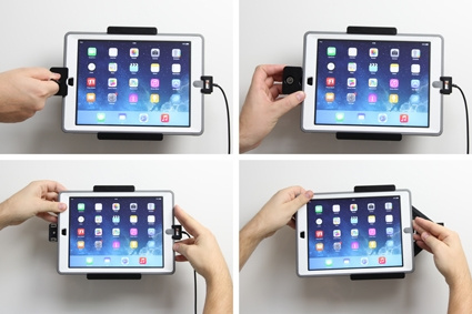 Brodit Hållare med nyckel-lås, Apple iPad 5th Gen (A1822, A1823)/9.7 6th Gen (A1893, A1954)/9.7 New/Air (A1474, A1475, A1476)