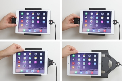 Brodit Hållare med fjäder-lås, Apple iPad Air 2 (A1566, A1567)/Pro 9.7 (A1673, A1674, A1675)