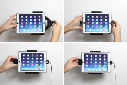 Brodit Hållare med fjäder-lås, Apple iPad 5th Gen (A1822, A1823)/9.7 6th Gen (A1893, A1954)/9.7 New/Air (A1474, A1475, A1476)