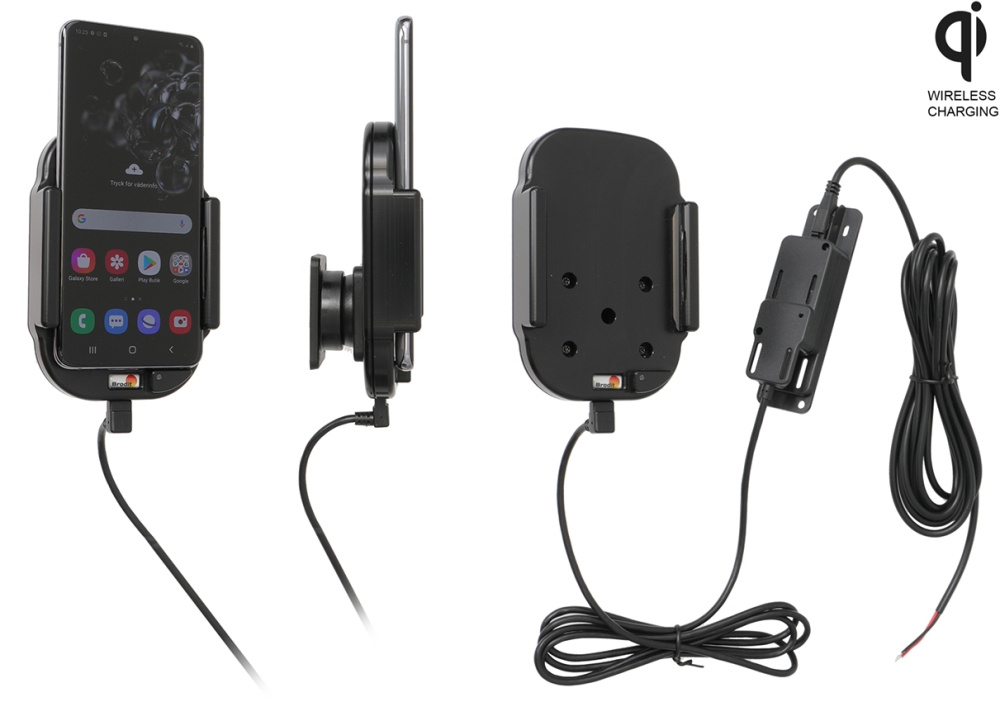 Brodit Qi trådlös aktiv hållare för fast installation, Samsung Galaxy S20 4G, 5G (SM-G981B/SM-G981F) 