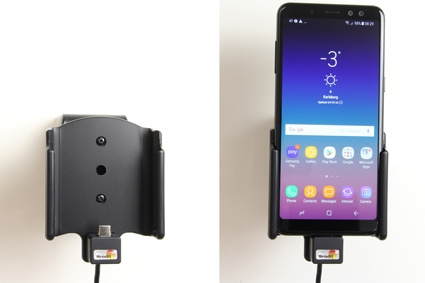 Brodit Aktiv hållare med USB-kabel och cigg-adapter, Samsung Galaxy A8 (2018) 