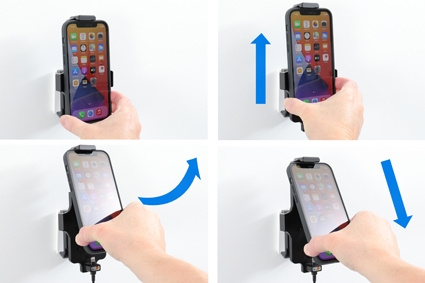 Brodit Aktiv hållare med USB-kabel och cigg-adapter, Apple iPhone 11/12/12 Pro/13/13 Pro/XR