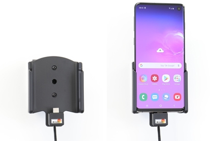Brodit Aktiv hållare med USB-kabel och cigg-adapter, Samsung Galaxy S10 