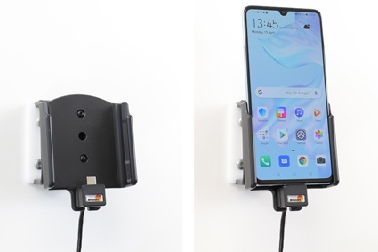 Brodit Aktiv hållare med USB-kabel och cigg-adapter, Huawei P30 