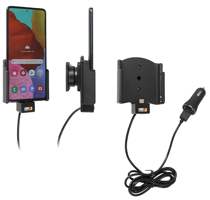 Brodit Aktiv hållare med USB-kabel och cigg-adapter, Samsung Galaxy A51 SM-A515F/DSN 