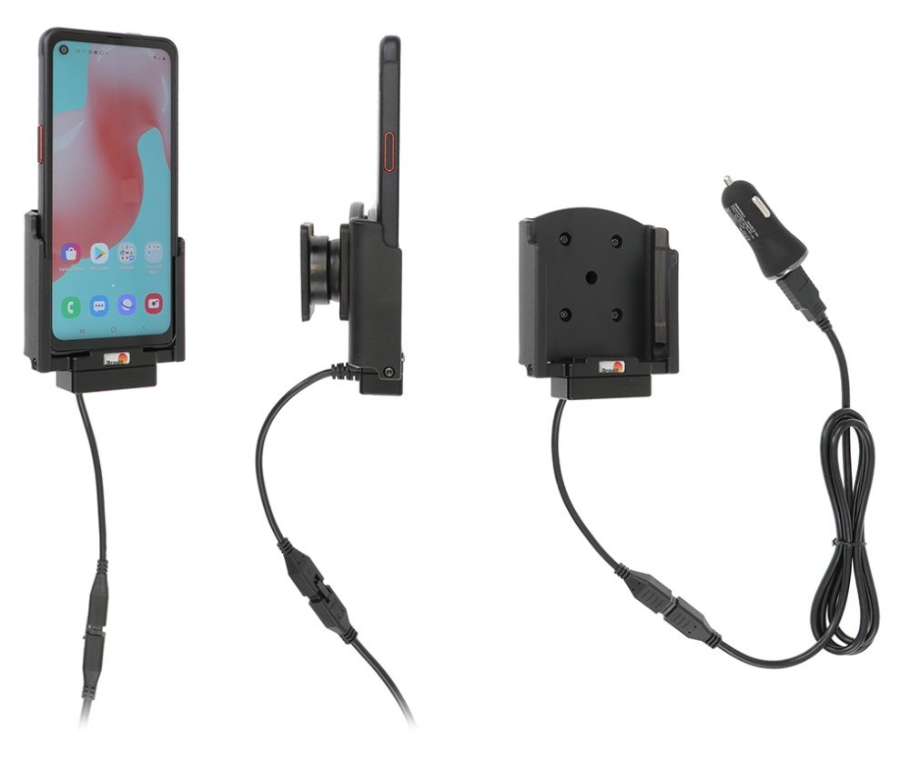 Brodit Aktiv hållare med USB-kabel och cigg-adapter, Samsung Galaxy Xcover Pro SM-G715 