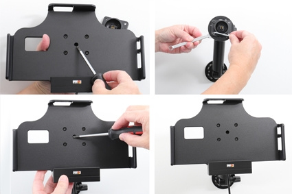 Brodit Aktiv hållare med USB-kabel och cigg-adapter, Samsung Galaxy Tab Active 2 SM-T390/SM-T395/3 SM-T570/SM-T575