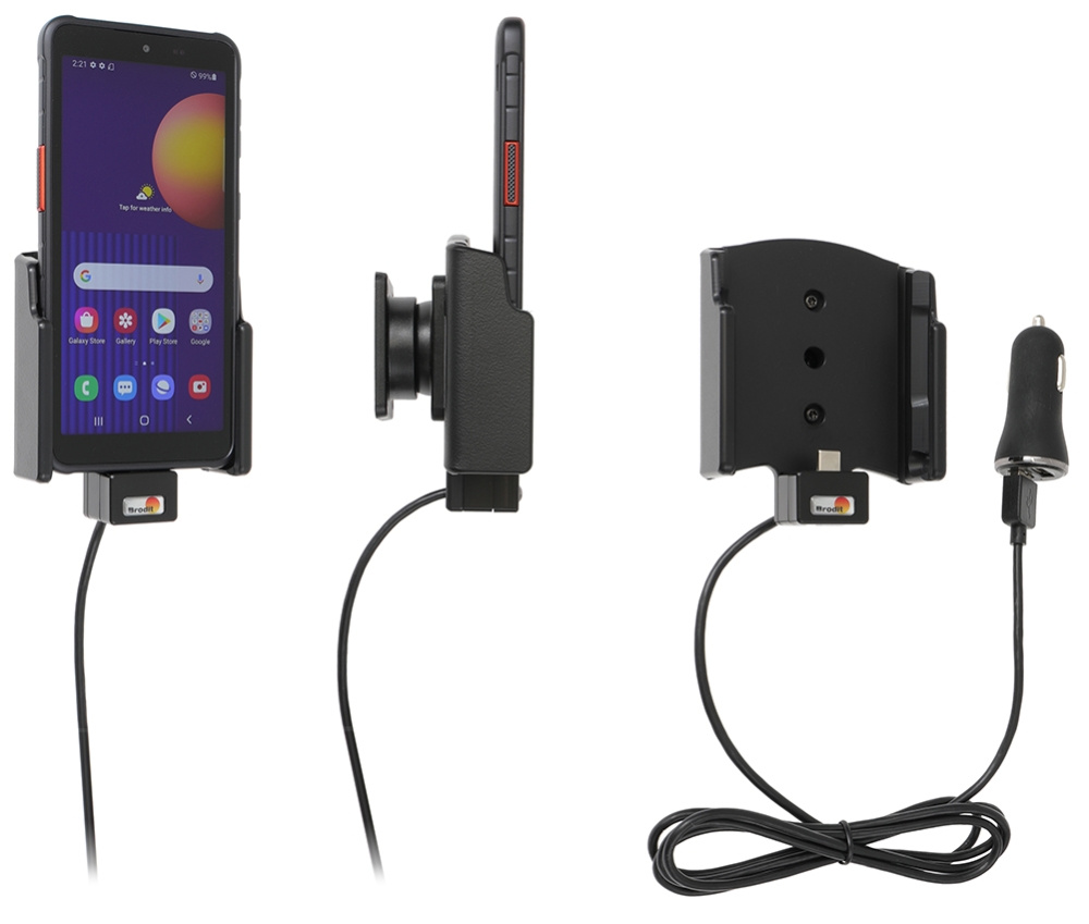 Brodit Aktiv hållare med USB-kabel och cigg-adapter, Samsung Galaxy Xcover 5 