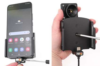 Brodit Aktiv hållare med USB-kabel och cigg-adapter, Samsung Galaxy S22+ 5G (SM-S906B/SM-S906B/DS) 