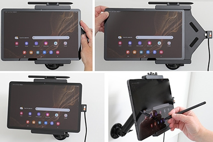 Brodit Aktiv hållare med USB-kabel och cigg-adapter, Samsung Galaxy Tab S8 SM-X700 