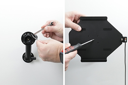 Brodit Aktiv hållare med USB-kabel och cigg-adapter, Apple iPad 10th Gen (A2696, A2757, A2777)/2025 A16 (A3354, A3355, A3356)