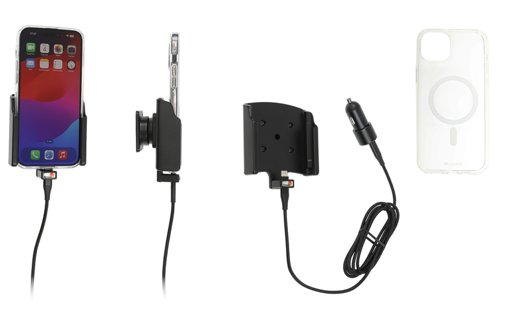 Brodit Mobilskal med Aktiv hållare och billaddare, Apple iPhone 15 Plus 