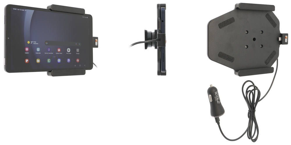 Brodit Aktiv hållare med USB-kabel och cigg-adapter, Samsung Galaxy Tab A9 SM-X110/SM-X115 