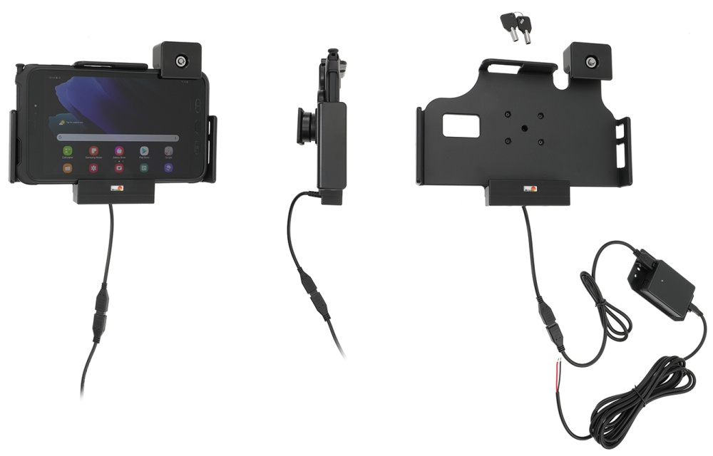 Brodit Hållare med nyckel-lås, Samsung Galaxy Tab Active 2 SM-T390/SM-T395/3 SM-T570/SM-T575/5 SM-X300/SM-X306B