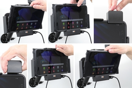 Brodit Hållare med fjäder-lås, Samsung Galaxy Tab Active 2 SM-T390/SM-T395/3 SM-T570/SM-T575