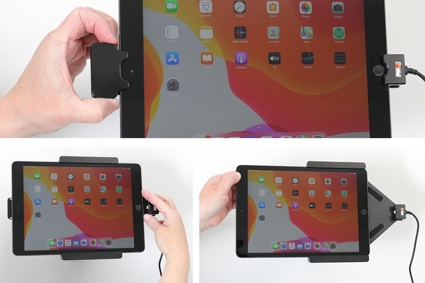 Brodit Hållare med fjäder-lås, Apple iPad 10.2 7th Gen (A2197, A2198, A2200)/8th Gen (A2428, A2429, A2430, A2270)/9th Gen (A2602, A2603, A2604, A2605)