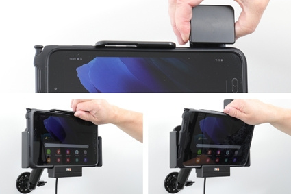 Brodit Hållare med fjäder-lås, Samsung Galaxy Tab Active 2 SM-T390/SM-T395/3 SM-T570/SM-T575/5 SM-X300/SM-X306B