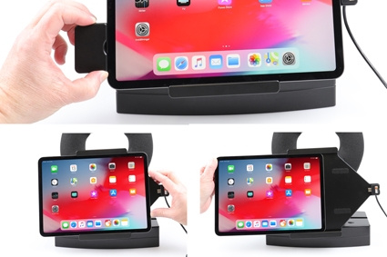 Brodit Hållare med fjäder-lås, Apple iPad Air 11 (A2902, A2903, A2904)/Air 11 2025 M3 (A3266, A3267, A2370)/Air 4th Gen (A2072, A2316, A2324, A2325)/Air 5th Gen (A2588, A2589, A2591)/Pro 11 2018 (A1980, A2013, A1934, A1979)/Pro 11 2020 2nd Generation  (A2