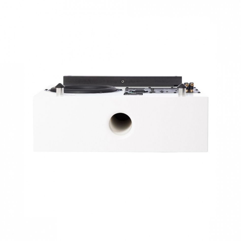 DLS Flatsub Midi vägghängningsbar aktiv subwoofer, mattvit