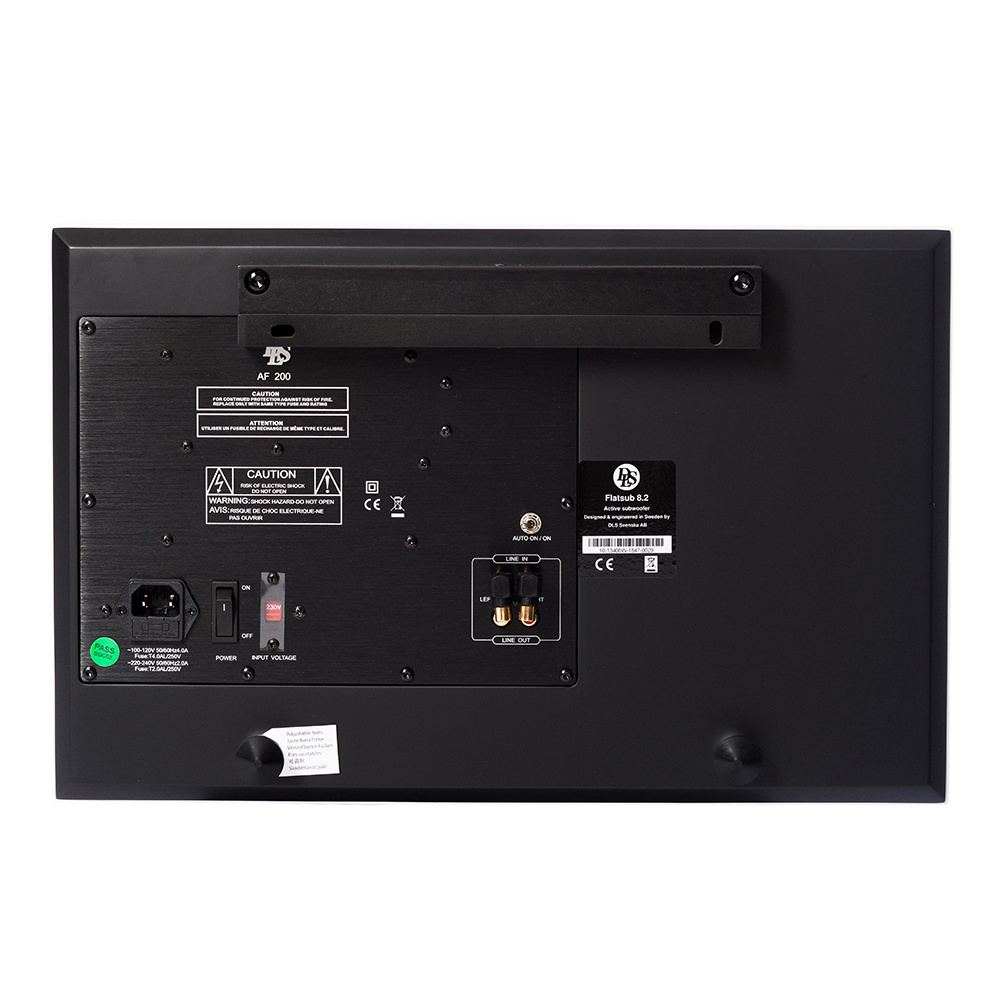 DLS Flatsub 8.2 vägghängningsbar aktiv subwoofer, mattvit