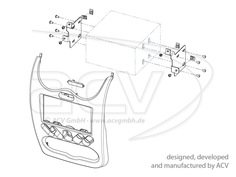 Monteringsram 2-din stereo Dacia Duster 2010- Svart