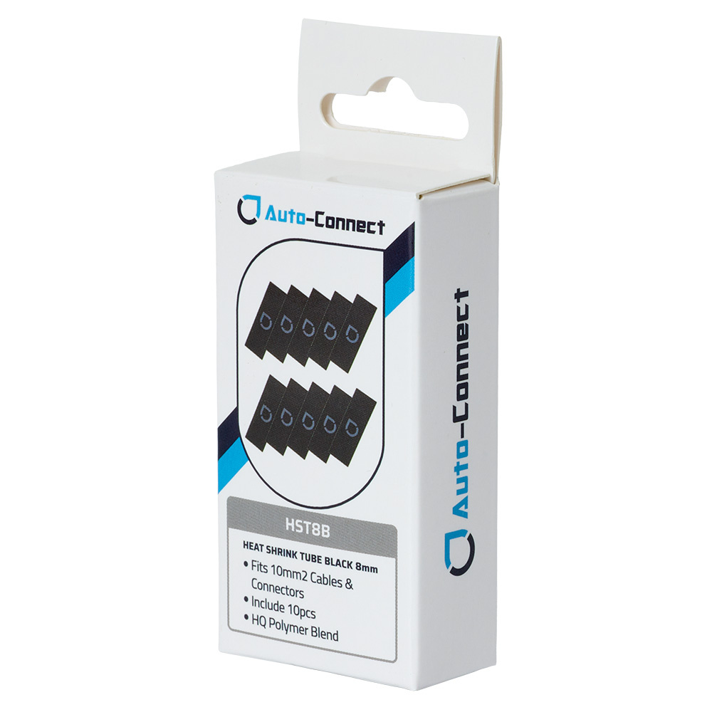 Auto-Connect 10-pack krympslang 8mm, svart