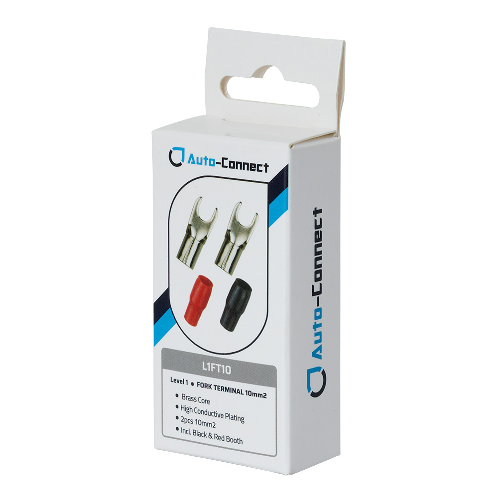 Auto-Connect röd och svart gaffelkabelsko, 10 mm²