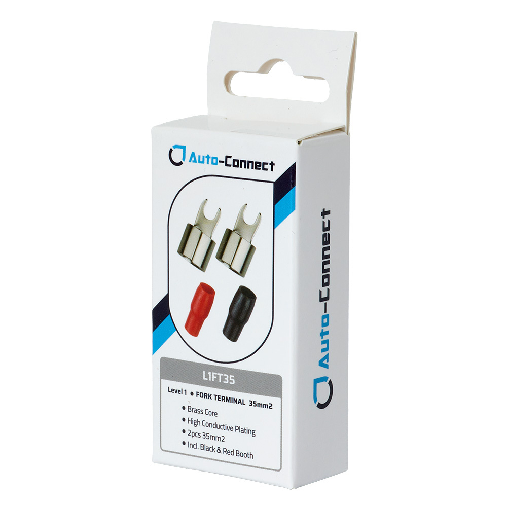 Auto-Connect röd och svart gaffelkabelsko, 35 mm²