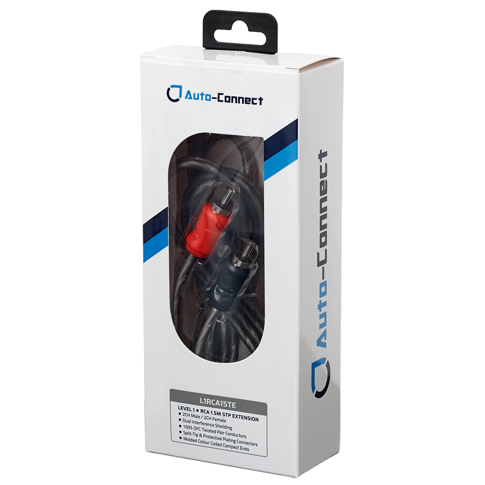 Auto-Connect tvinnad RCA-förlängningskabel 1.5 meter, Level 1