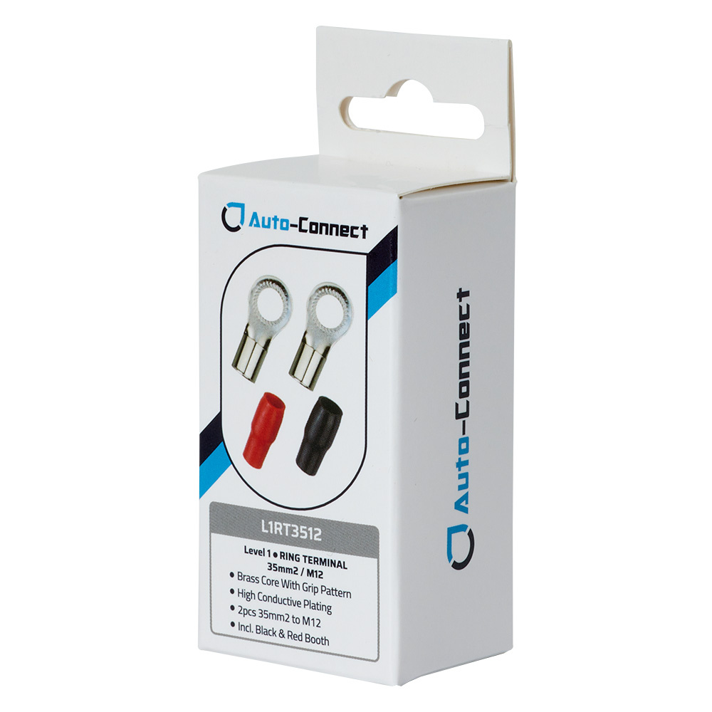 Auto-Connect röd och svart ringkabelsko M12, 35 mm²