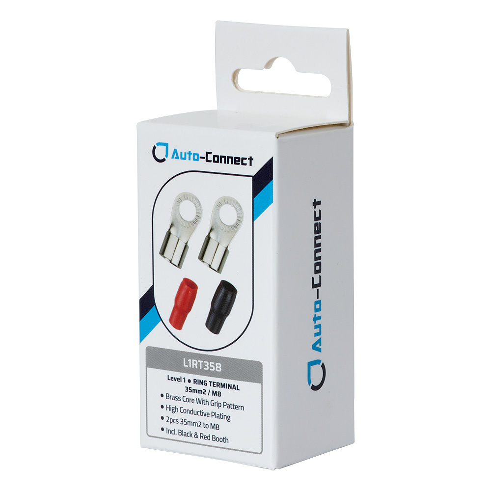 Auto-Connect röd och svart ringkabelsko M8, 35 mm²