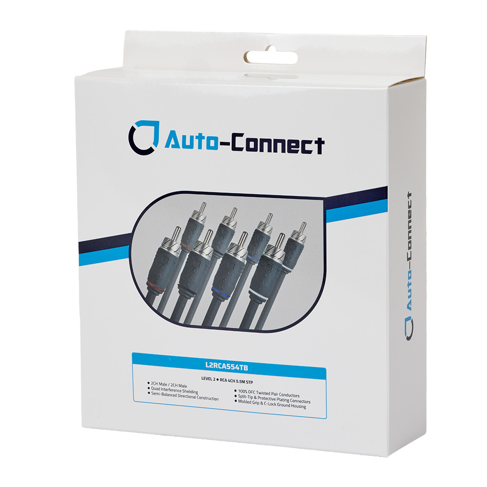 Auto-Connect tvinnad 4-kanals lågnivåkabel 5.5 meter, Level 2