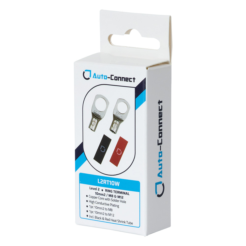 Auto-Connect röd och svart rörkabelsko M8/M12, 10 mm²